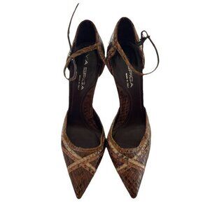 Vintage Via Spiga Snake Skin Leather Brown Multicolor Women’s Sz 8 Italy RARE